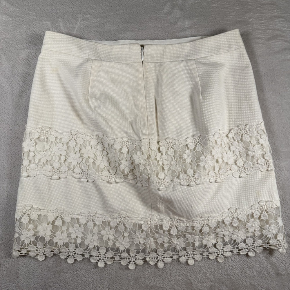 J Crew Ivory Crochet Lace Skirt Womens 4 Lined Cottagecore Feminine - Picture 7 of 13